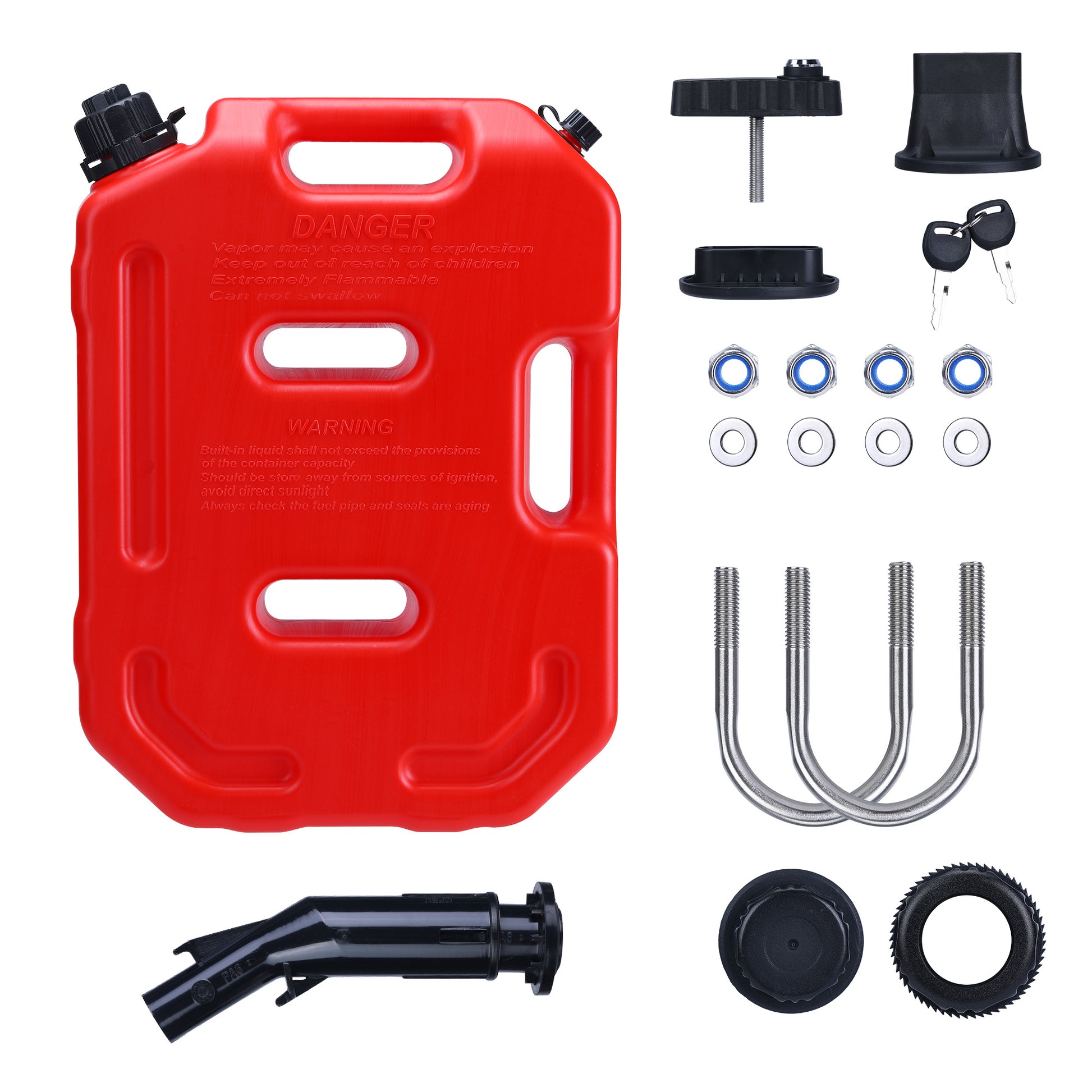 Garvee Secure 10L Portable Gas Can with Locking Mounting Bracket – Heavy-Duty HDPE Fuel Tank for Car, Motorcycle, SUV, ATV, UTV – Key Lock, U-Bolt for 1" Tube – US Market, 2 Gallon Capacity, Lockable