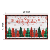 Garvee Merry Christmas Decorative Doormat 17x29 Non-Slip Low-Profile Buffalo Plaid Welcome Mat for Indoor Outdoor Entrance Doormat Xmas Winter Welcome Door Mat