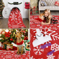 Garvee Christmas Runner Rug 2x6 Hallway Runner Rug Red Snowflakes Xmas Runner Washable Kitchen Rug Non Slip Bath Mat Holiday Decor Modern Soft Stain Resistant Carpet for Bedroom Laundry 2'x6' Red