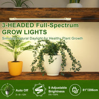 Garvee 7-Tier Tall Plant Shelf with Grow Light - Indoor Metal Plant Stand with Hanging Hooks, Multi-Purpose Bonsai & Flower Pot Organizer for Balcony & Living Room, Brown