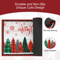 Garvee Merry Christmas Decorative Doormat 17x29 Non-Slip Low-Profile Buffalo Plaid Welcome Mat for Indoor Outdoor Entrance Doormat Xmas Winter Welcome Door Mat