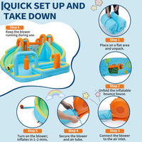 Garvee 10-in-1 Inflatable Bounce House for Kids – Jumping Castle Playset with Slide & 350W Blower – Indoor Outdoor Fun, Backyard or Commercial Use – Blue – US Standard