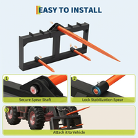 Garvee Heavy Duty 49" Hay Spear Attachment for Skid Steer/Tractor - 3000lbs Capacity, Quick Attach Spike Fork, 1x 49" Spear & 2x 17" Stabilizers, Durable Farm Equipment - Orange Spear + Orange Short Spear