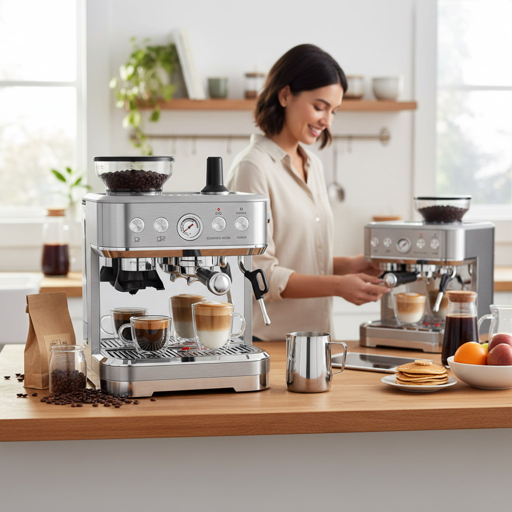 Garvee All-in-One Espresso Machine with Milk Frother, Cappuccino Latte Coffee Maker for Home Barista, Built-In Bean Grinder,85oz Removable Water Tank,Gifts for Dad,Mom,Coffee Lover