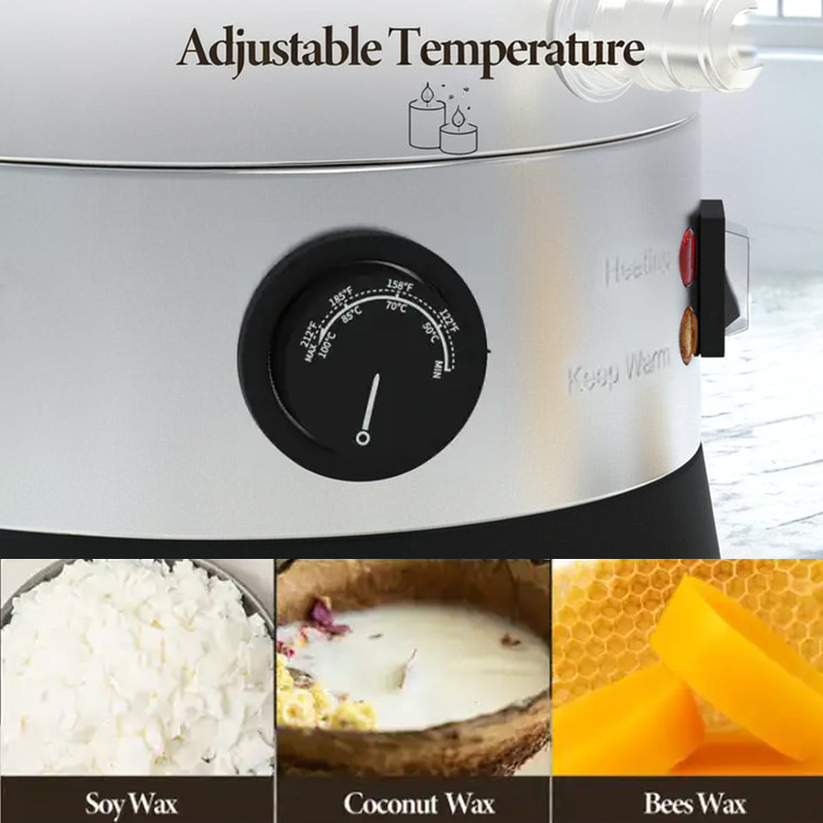 Garvee 12.7 Qts Electric Wax Melter with Temperature Control, Pour Spout, and Easy-Clean Feature for Candle Making, Ideal for Small-Scale Commercial or Home Use