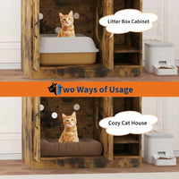 Garvee Cat Litter Box Enclosure, Hidden Litter Box Furniture with Divider, Indoor Cat House, Wooden Cat Washroom Storage Cabinet Bench, Side End Table Nightstand, 33.07"L × 23.62"W × 23.92"H, Rustic Brown