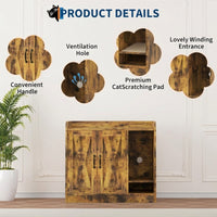 Garvee Cat Litter Box Enclosure, Hidden Litter Box Furniture with Divider, Indoor Cat House, Wooden Cat Washroom Storage Cabinet Bench, Side End Table Nightstand, 33.07"L × 23.62"W × 23.92"H, Rustic Brown