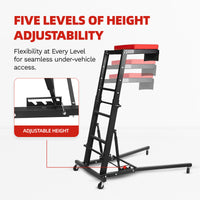 Garvee Heavy-Duty Topside Creeper | 400 LBS Capacity & Adjustable Height (47.7"-65.2"), Padded Deck with 4 Swivel Casters for Auto Repair and Maintenance , Black