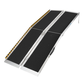 Garvee 5Ft Portable Wheelchair Ramp Aluminum Foldable Non-Slip Surface Reflective Strips Transition Plate Home Steps Access