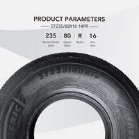 Garvee All Terrain Radial Tire,Set Of 2 All Season 235/80R16 14PR Heavy Duty Trailer Tire, Load Range G