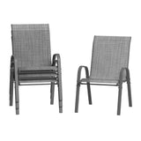 Garvee Outdoor Stackable Chairs Set of 4 - Patio Dining Sling Chairs with Textilene Fabric for Patio, Deck, Backyard, Light Grey - Grey
