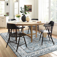 Garvee Blue 9x12 Washable Rugs for Living Room Boho Vintage Rug Non Slip Large Area Rug Soft Non Shedding Throw Rugs Stain Resistant Carpet for Bedroom Office Dining Room Nursery