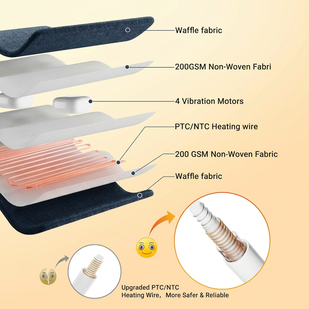 Garvee Massaging Heating Pad for Neck, Shoulders and Back, 24" x 35" Large Electric Heating Pad for Back Pain Relief with 8 Massage Combos, 2 Heat Levels, 4 Massage Motors, 2H Auto Shut-Off, Blue