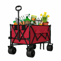 Garvee Collapsible Wagon Cart with Wheels - Heavy Duty Steel Frame, All-Terrain Mobility, 600D Oxford Fabric, Foldable Utility Wagon, Beach & Camping Use