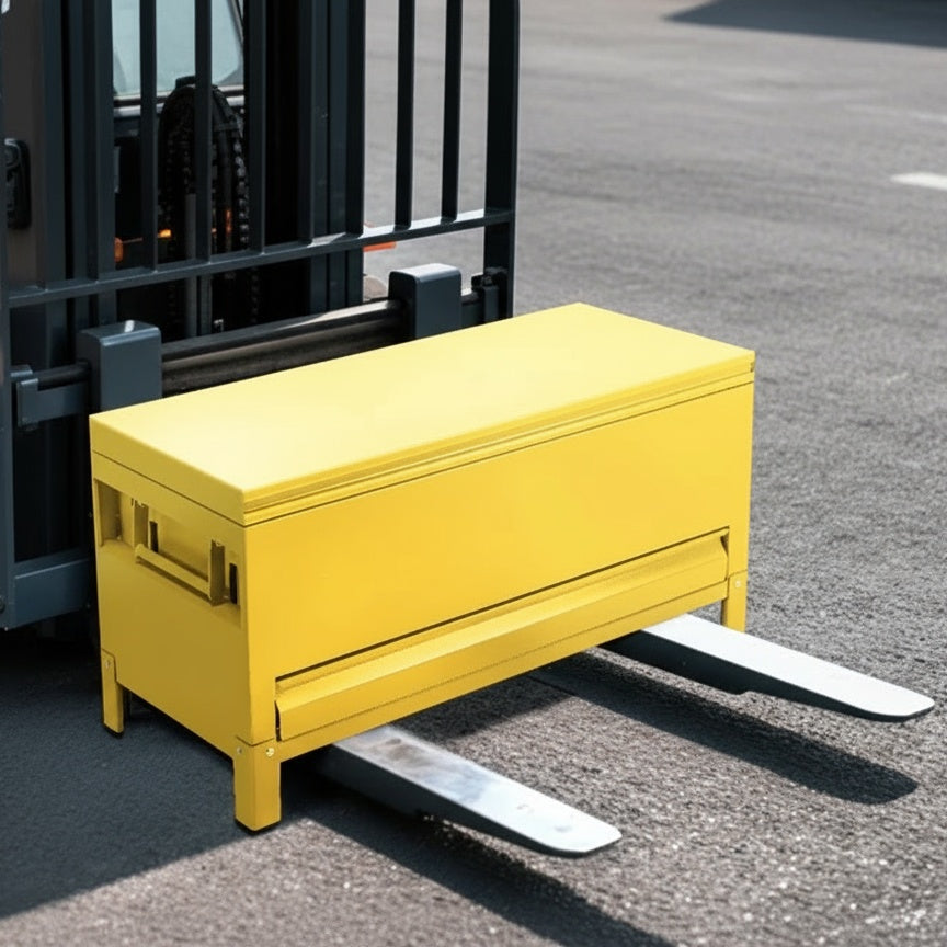 Garvee 48"x20"x20" Industrial Steel Truck Toolbox with Drawer, Lockable, Recessed Handles, Hydraulic Slow-Close Lid, Forklift Ready, Waterproof Heavy Duty Storage for Pickup Beds & Trailers, Yellow