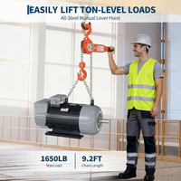 Garvee Manual Lever Chain Hoist 0.75 Ton With G80 Galvanized Steel Chain & Weston Double Pawl Brake, 10 FT, 360° Swivel Hook, Garage Factory Dock Lifting
