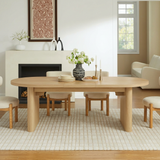Garvee 70.8" Modern Oval Wood Dining Table with Wood Strip Base for 6-8 People, Natural - Natural