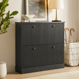 Garvee Modern 31.5" Freestanding Shoe Cabinet With 2 Flip Drawers and Adjustable Removable Shelves for Entryway and Hallway, Black - Black