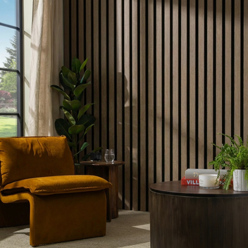 Garvee Set of 2 Modern 3D Fluted Acoustic Wood Slat Wall Panels 47.2" x 11.8" Soundproof Decorative Panels for Home Theater, Office, Studio and Interior Walls, Walnut