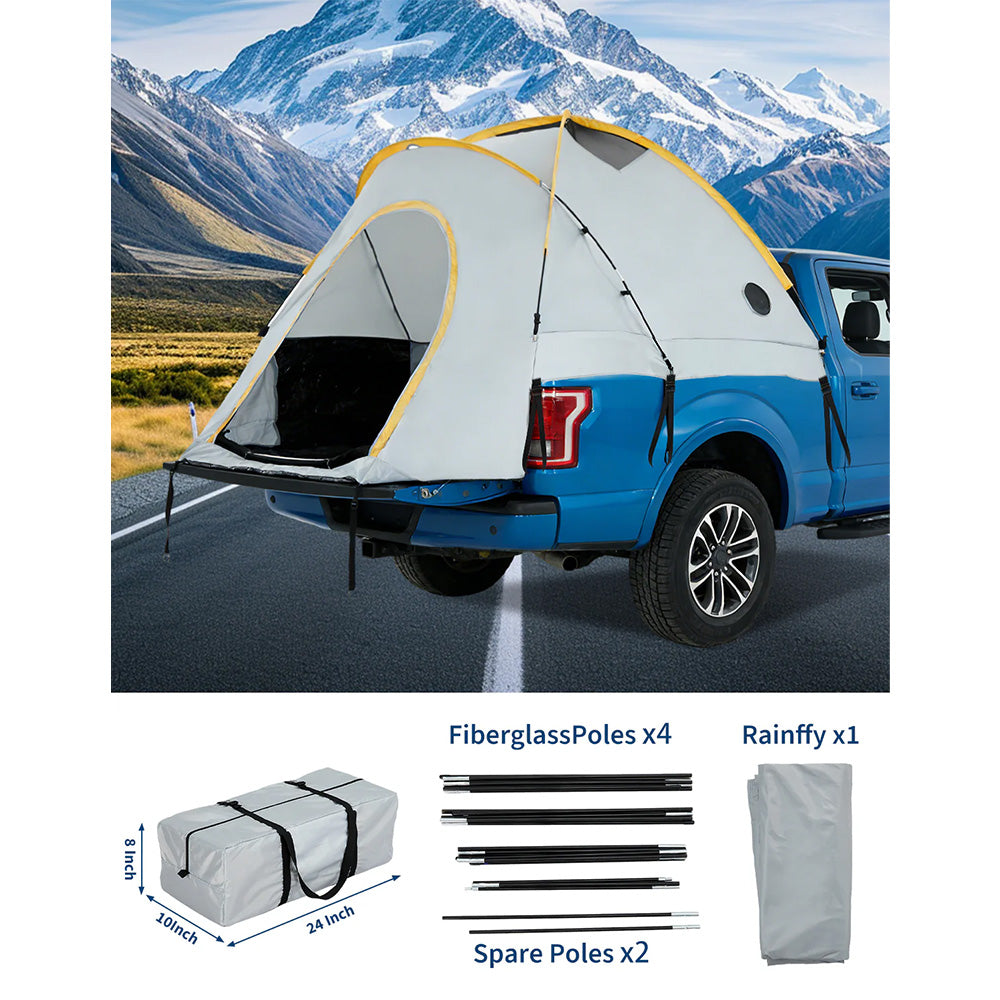 Garvee Truck Bed Tent - Waterproof Pickup Truck Tent for 6.5-8ft Long Bed Trucks, Easy Setup with Fiberglass Poles, UPF 50+ & PU3000mm Rainfly