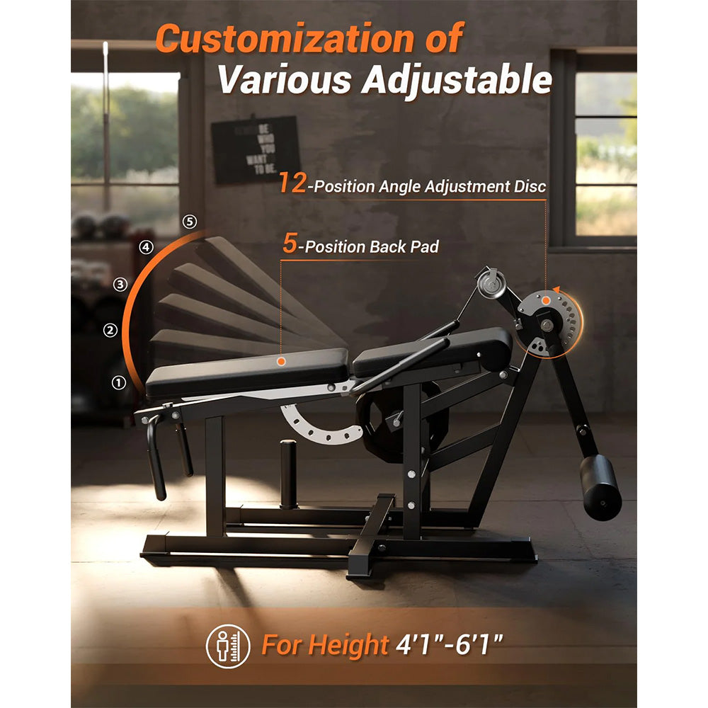 Garvee Seated Leg Curl & Extension Machine - Heavy Duty Leg Workout Bench with 12-Position Angle Adjustment for Hamstring Curl, Quad Extension & Lower Body Strength Training, 700 LBS Capacity - Black