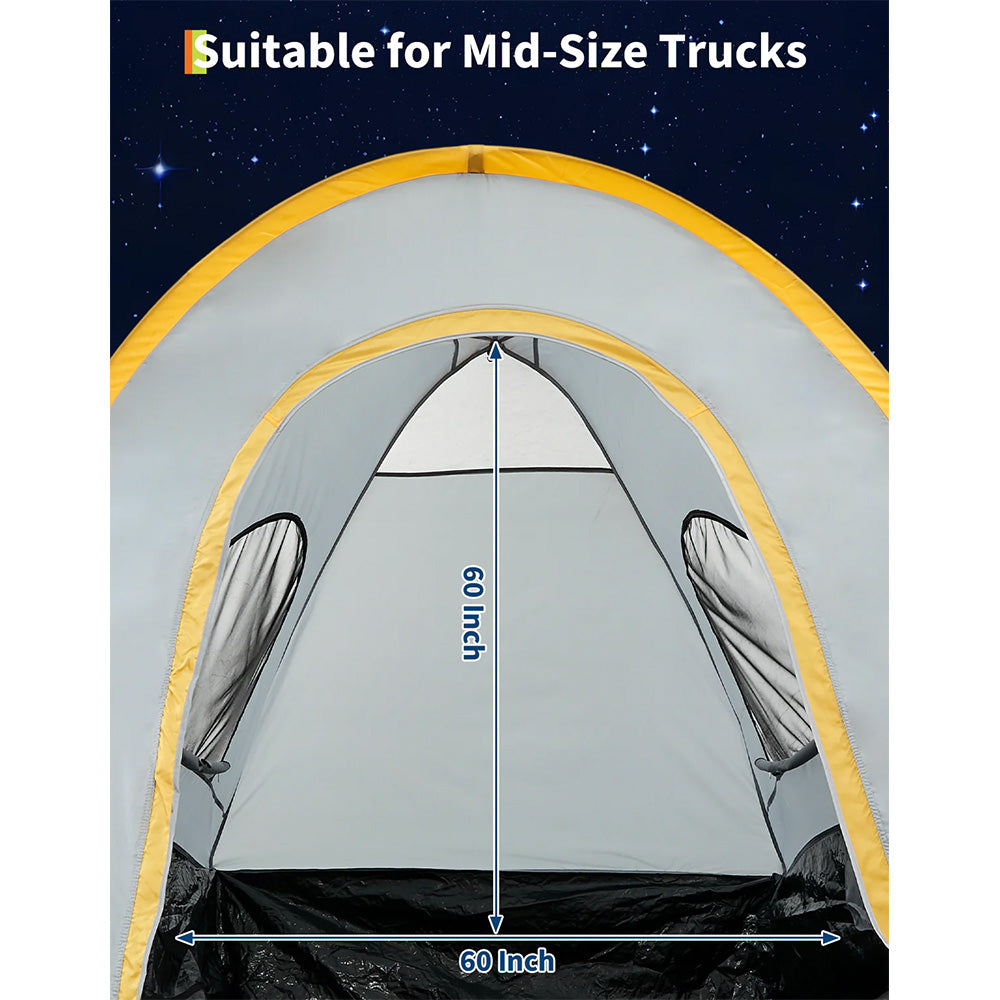 Garvee 2-Person Truck Bed Tent, Universal Waterproof Pickup Camper with Rainfly & Storage Bag, Heavy-Duty Fiberglass Poles, Fits 5'-6.5' Full-Size & Mid-Size Truck Beds