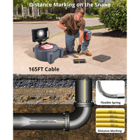 Garvee Sewer Inspection Camera with 512Hz Locator, 165ft Self-Leveling Snake Camera, 9" Touch HD Screen, DVR, Adjustable LEDs, 16GB SD Card, IP68 Waterproof for Sewer and Drainage Pipes - 165ft