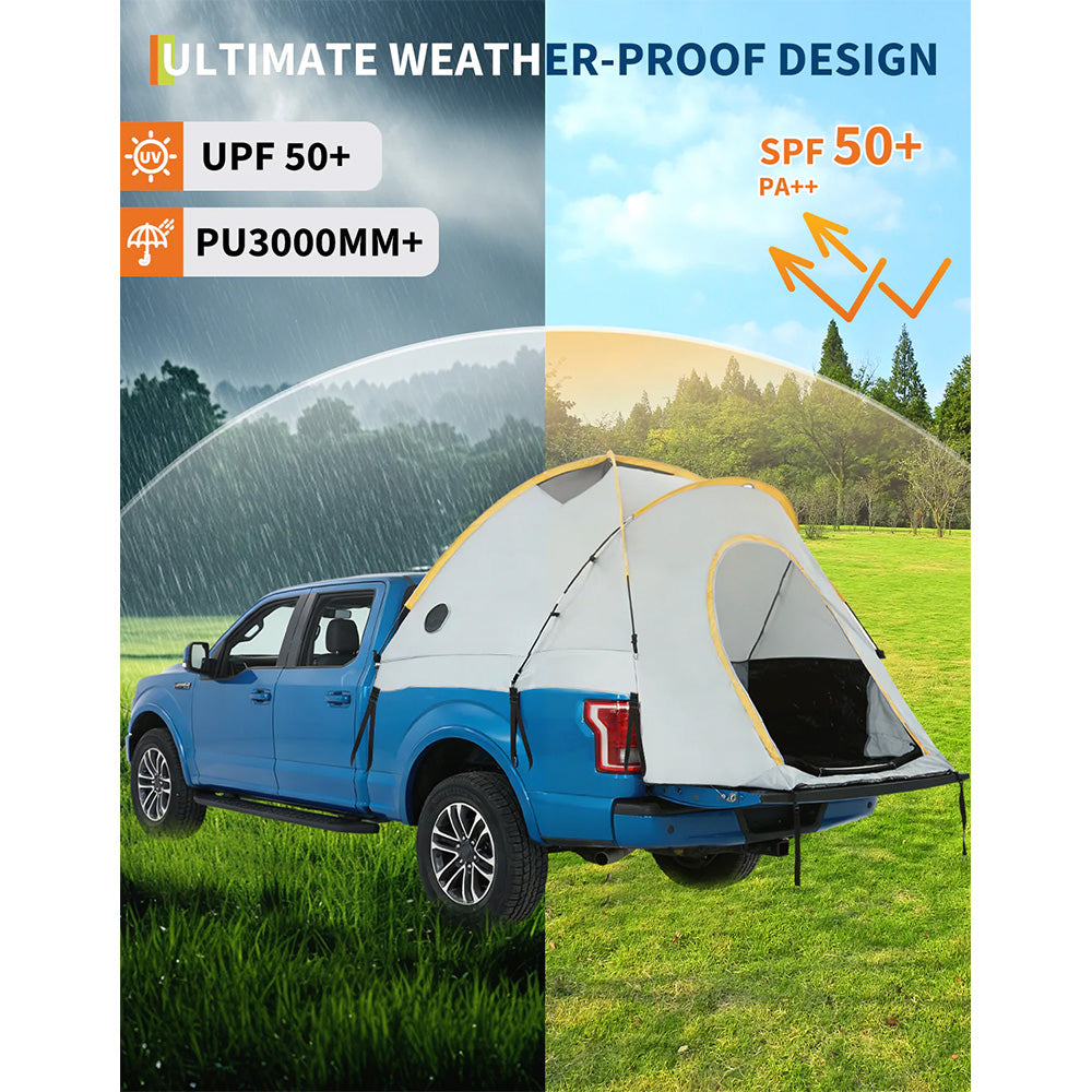 Garvee Truck Bed Tent - Waterproof Pickup Truck Tent for 6.5-8ft Long Bed Trucks, Easy Setup with Fiberglass Poles, UPF 50+ & PU3000mm Rainfly