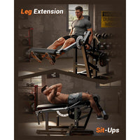 Garvee Seated Leg Curl & Extension Machine - Heavy Duty Leg Workout Bench with 12-Position Angle Adjustment for Hamstring Curl, Quad Extension & Lower Body Strength Training, 700 LBS Capacity - Black