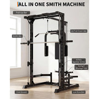 Garvee Smith Machine Home Gym Power Cage 1000 LB Capacity Carbon Steel Full-Body Training LAT Pulldown Chest Station Multi-Functional Fitness Equipment