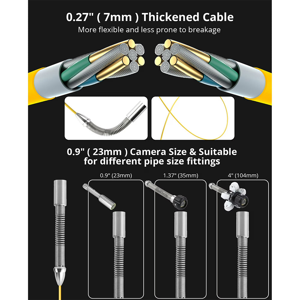 Garvee Sewer Inspection Camera with 512Hz Locator, 165ft Self-Leveling Snake Camera, 9" Touch HD Screen, DVR, Adjustable LEDs, 16GB SD Card, IP68 Waterproof for Sewer and Drainage Pipes - 165ft