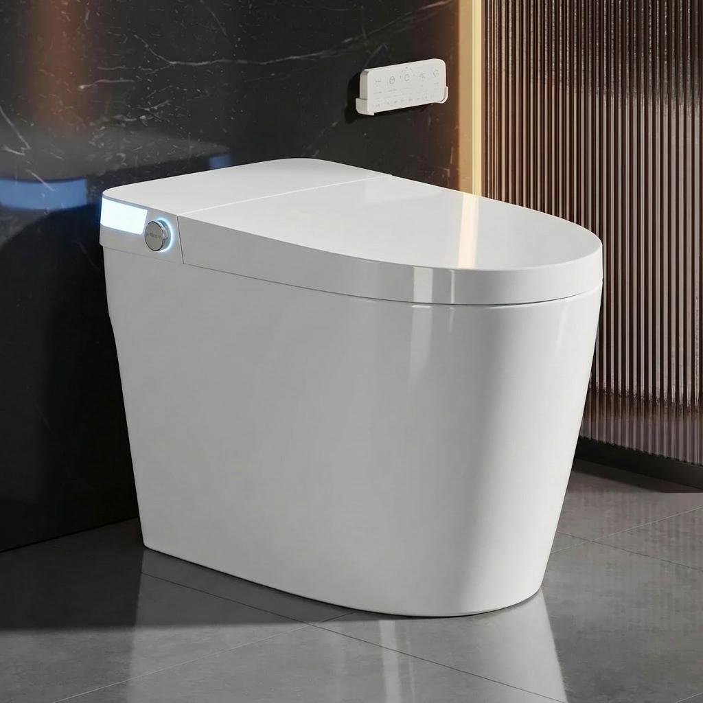 Garvee Luxury Smart Toilet with Bidet, Auto Open/Close Lid, Tankless Flush, Instant Warm Water, Heated Seat, Warm Air Dryer, Touchless Flush, Night Light for Bathroom, White