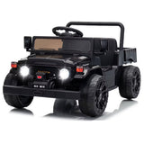 Garvee Licensed Toyota 12V 4WD Kids Electric Ride-On Pickup Truck – Battery Powered, Remote Control, wireless, LED Lights, Suspension, Soft Braking, Truck Bed Storage – For Toddlers & Big Kids – Black - Blcak
