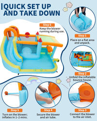 Garvee 12-in-1 Inflatable Bounce House for Kids with Slide & Powerful Blower – Indoor/Outdoor Bouncy Castle Playset – Backyard & Commercial Use – Blue – US Standard