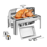 Garvee 9QT(1x1/1Pan)Rectangle Roll Top Chafing Dish Buffet Set, Stainless Steel Chafing Dish Set Equipped with Full Size Pan Chafer for Wedding,Parties,Banquet,Catering Event,1 Pack
