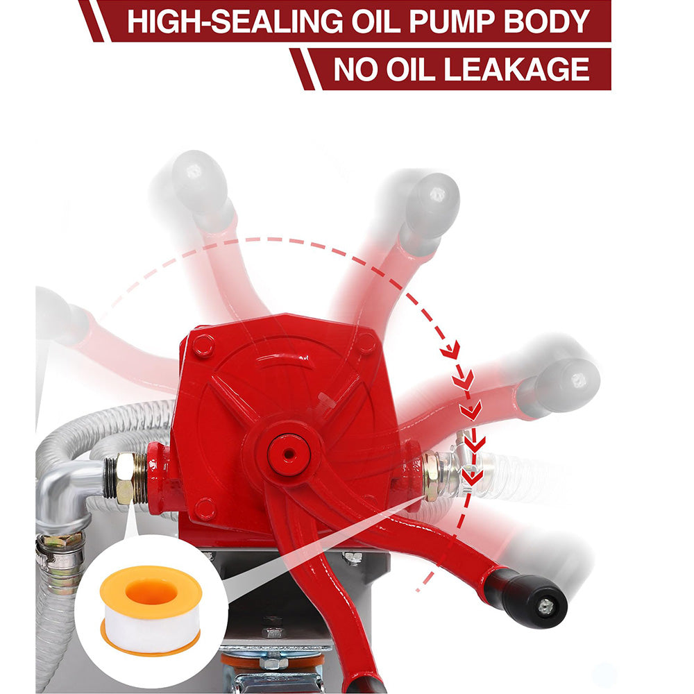 Garvee Hand Pump & Hose Oil Drain Pan with 15 Gal Low Profile & 8 Ft Hose - Silver