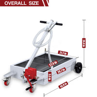Garvee Hand Pump & Hose Oil Drain Pan with 15 Gal Low Profile & 8 Ft Hose - Silver