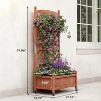 Garvee 2-Pack 29.5" × 13" × 60" Raised Garden Bed with Trellis, Wood Planter Box with Wheels & Drainage Holes