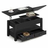 Garvee Coffee Table Lift Top, Multi-Function Convertible Coffee Table with Drawers and Hidden Compartment, Converts to Dining Table for Living Room, Home Office, Black - Black