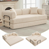 Garvee 4-in-1 Convertible Sleeper Sofa Bed, 79" Corduroy Folding Couch with Deep Seat, Boneless No Assembly Floor Sofa for Apartments, Living Room & Guests, Beige - Corduroy | Beige