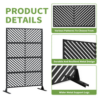 Garvee 70.1" H×47.2" W Metal Privacy Screen, Freestanding Outdoor Privacy Screen with Stable Base for Deck, Porch, Patio, Outdoor and Balcony(Consists of 4 Panels), Black