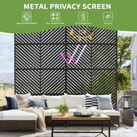 Garvee 70.1" H×47.2" W Metal Privacy Screen, Freestanding Outdoor Privacy Screen with Stable Base for Deck, Porch, Patio, Outdoor and Balcony(Consists of 4 Panels), Black
