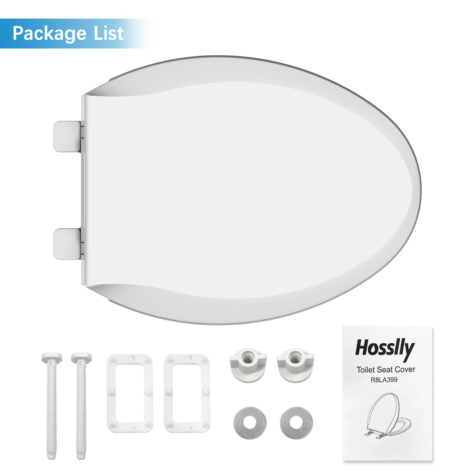 Garvee Toilet Seat, Elongated Toilet Seat with Slow Soft Close, Durable Toilet Seat Elongated, Never Loosens, Easy Clean and Install, White Toilet Seat Fit for Elongated Toilets