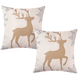 Garvee Christmas Pillow Covers 18"x18" Set of 2 Microfiber Short Plush Velvet Christmas Deer Pillow Cases for Couch, Bed, Christmas Decortion (Beige, Linen)