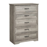 Garvee 5 Drawers Dresser for Bedroom, Chest of Drawers with Wide Metal Handle, Farmhouse Modern Wooden Dresser Storage Organizer for Bedroom, Living Room, Kids Room(Grey) - Grey