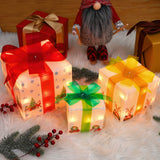 Garvee 3Pcs Christmas Lighted Gift Boxes Decorations - Multi Color