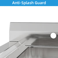 GARVEE 35.8"W x 21.3"D x 40.2"H Stainless Steel Utility Sink with Drainboard - Wide Compartment Freestanding Sink for Commercial Kitchen, Laundry, Backyard, Garage, and Outdoor Use
