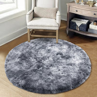 Garvee Fluffy & Sheepskin Dark Grey 3.3'-Round Area Shaggy Rug Carpet for Living Room, Bedroom Dining Room Rug and Kitchen Office Nursery Non Slip Plush Rug,Round