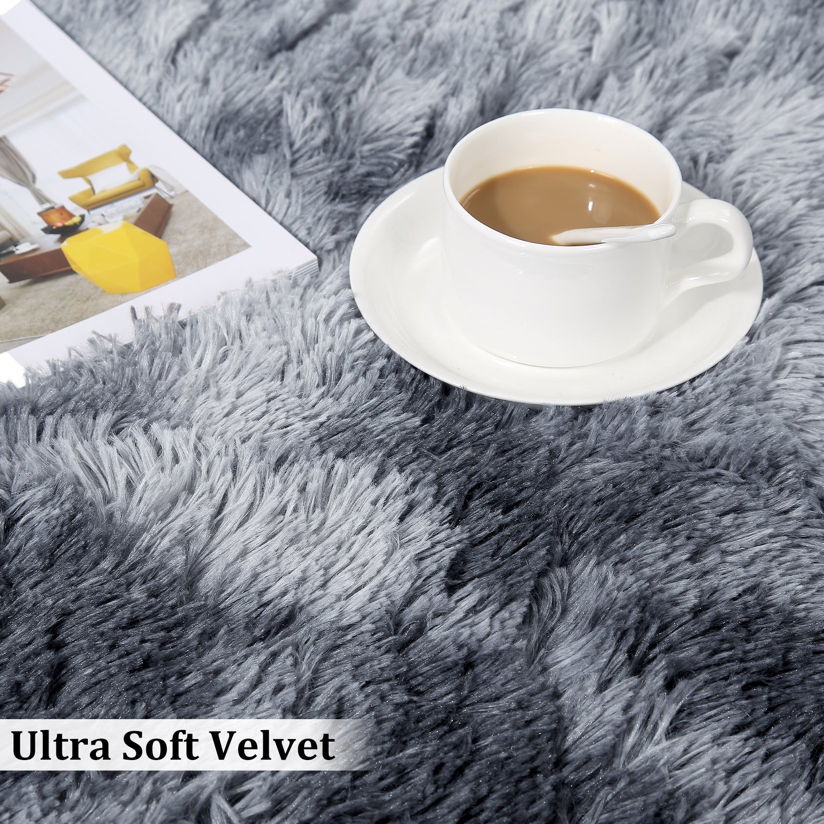Garvee Fluffy & Sheepskin Dark Grey 3.3'-Round Area Shaggy Rug Carpet for Living Room, Bedroom Dining Room Rug and Kitchen Office Nursery Non Slip Plush Rug,Round