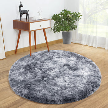 Garvee Fluffy & Sheepskin Dark Grey 2.6'-Round Area Rugs for Bedroom Plush Rug Fuzzy Rug Living Room Rugs Non-Slip Rug for Living Room Bedroom Dining Room Office